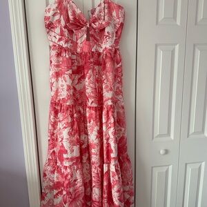 Francesca's Collections Pink and White Floral Maxi Dress